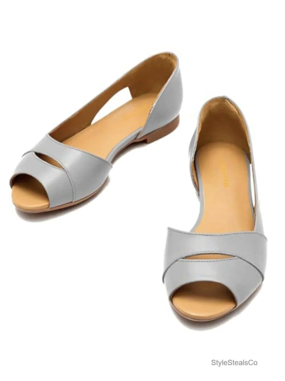 Suede Flat Sandals Cutout Slip On Ballet Flats Peep Toe Driving Shoes